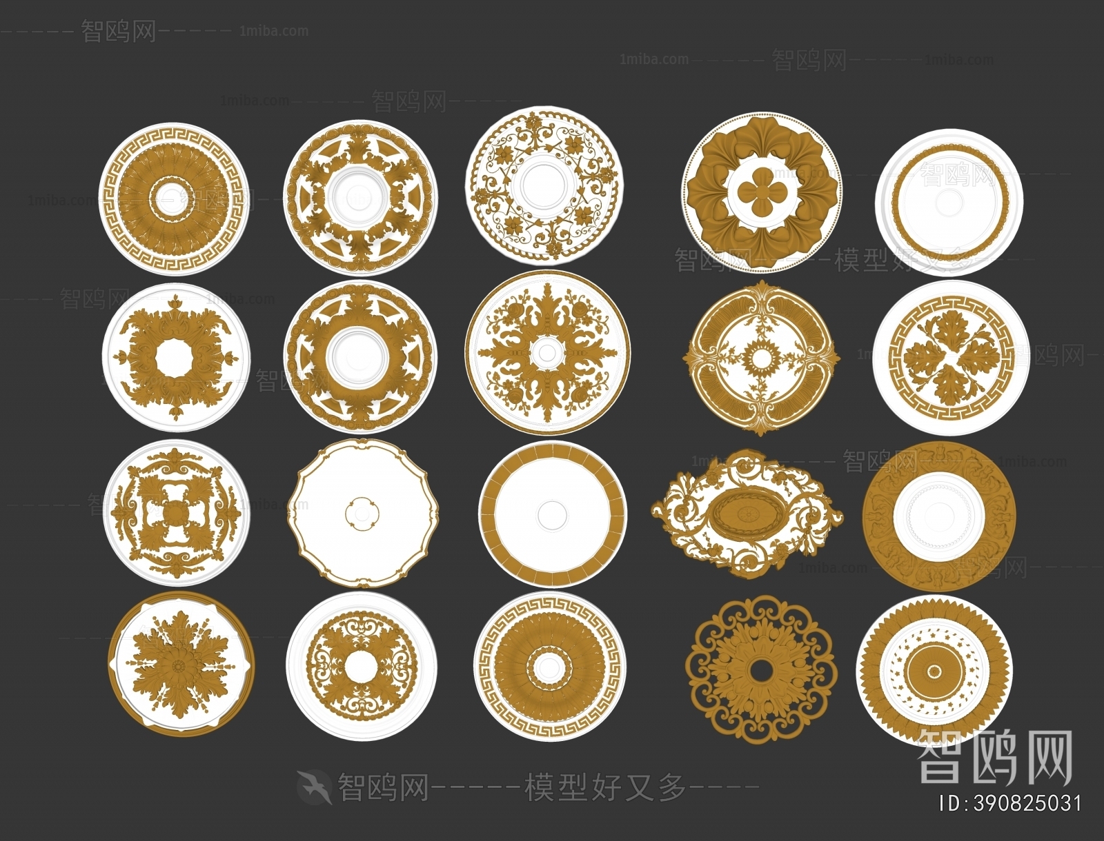 European Style Plaster Carved Top Plate