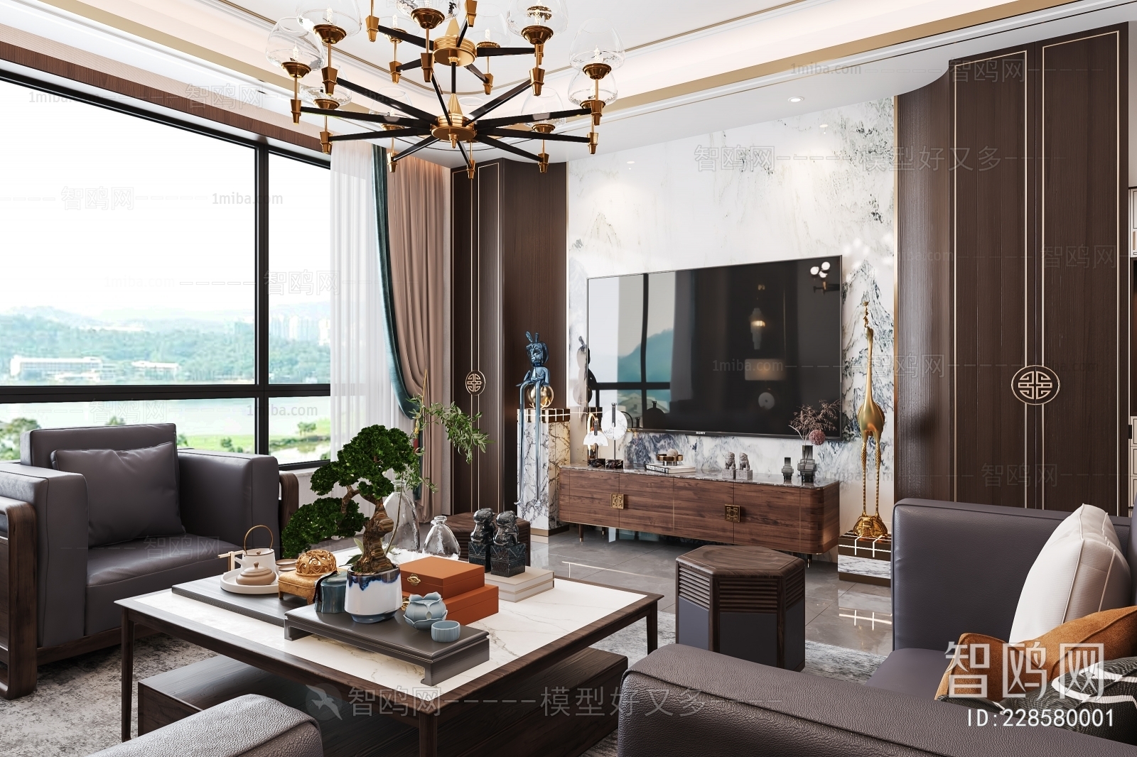 New Chinese Style A Living Room