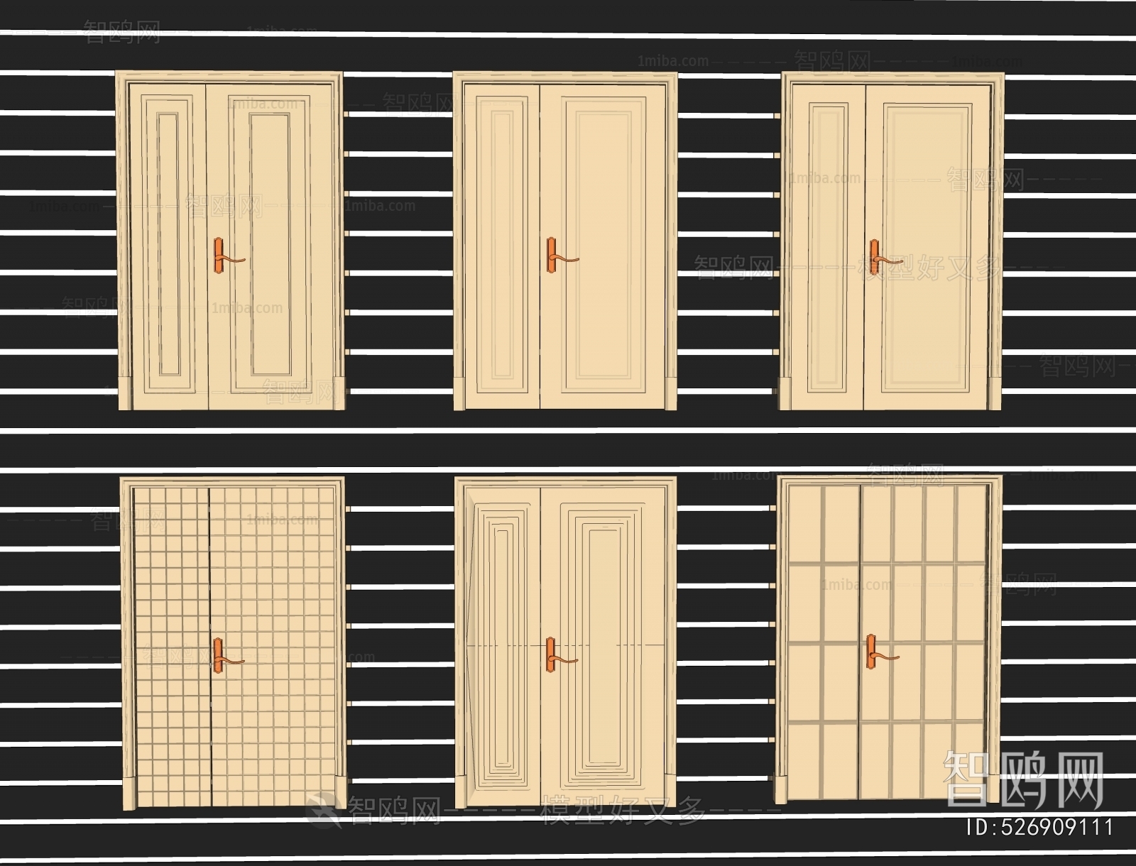 Simple European Style Unequal Double Door
