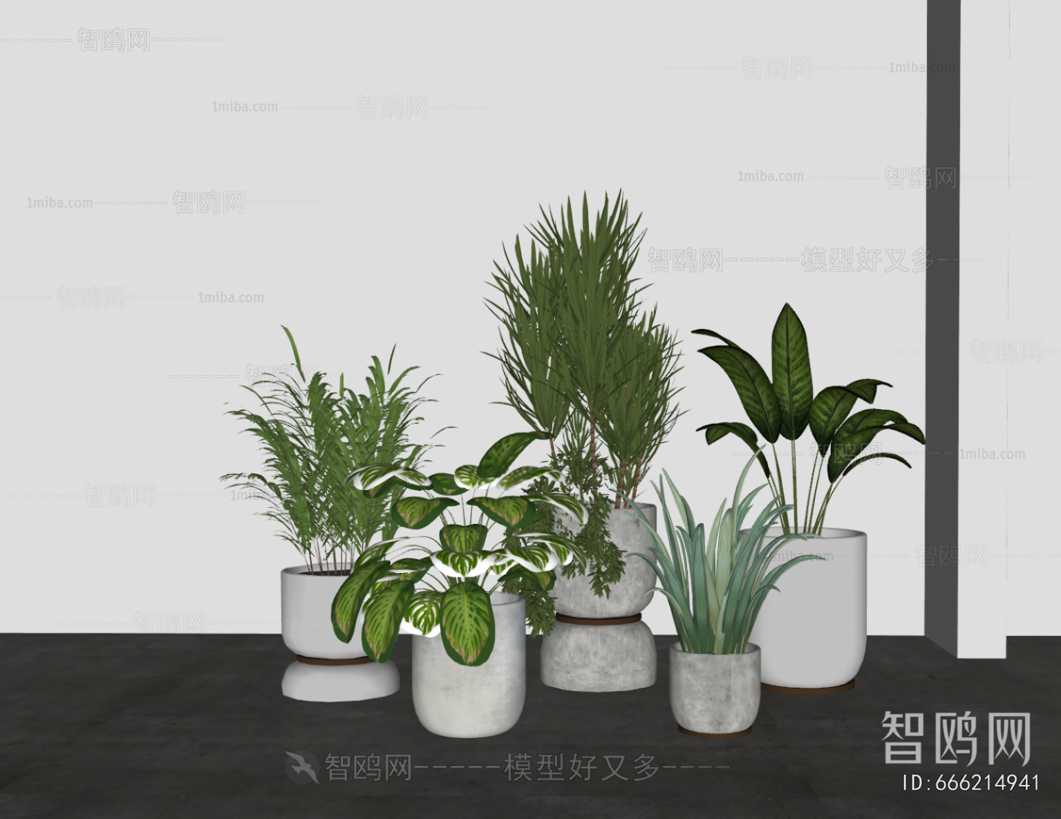 Modern Ground Green Plant Potted Plants