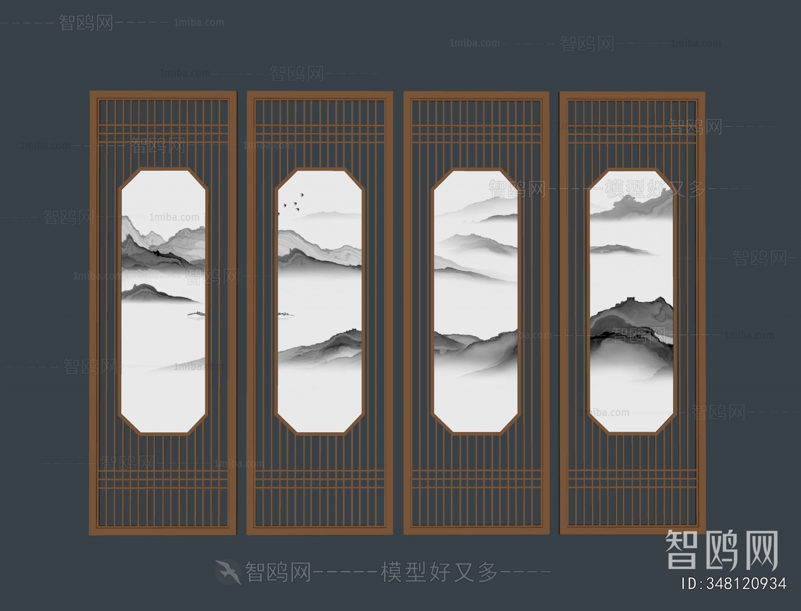 New Chinese Style Metal Screen Partition