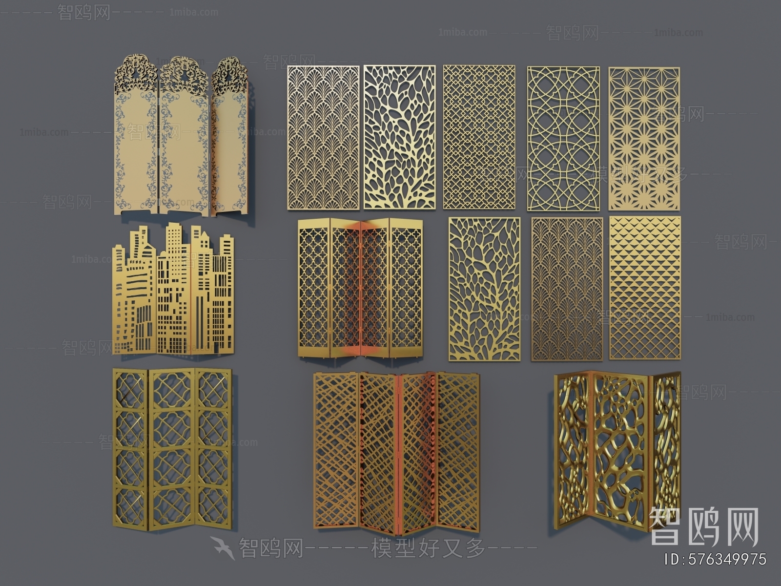 New Chinese Style Metal Screen Partition