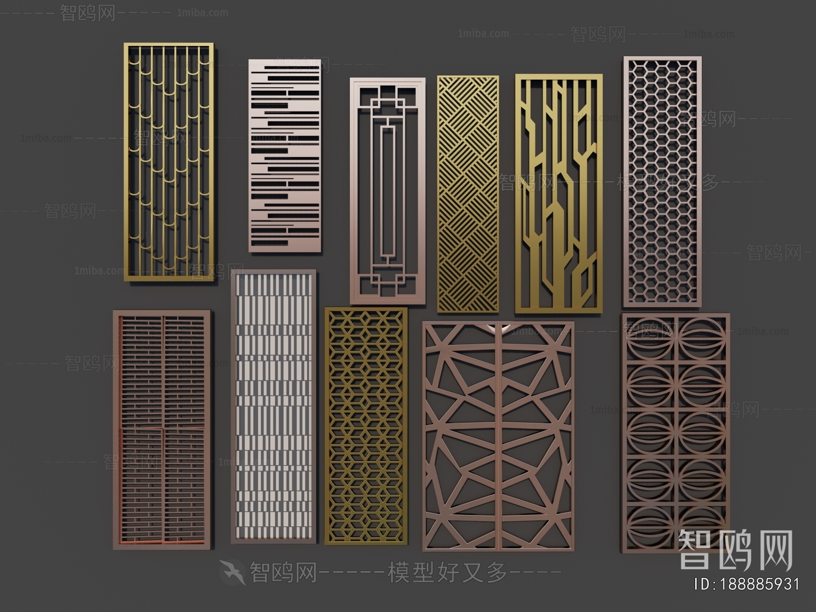 New Chinese Style Metal Screen Partition