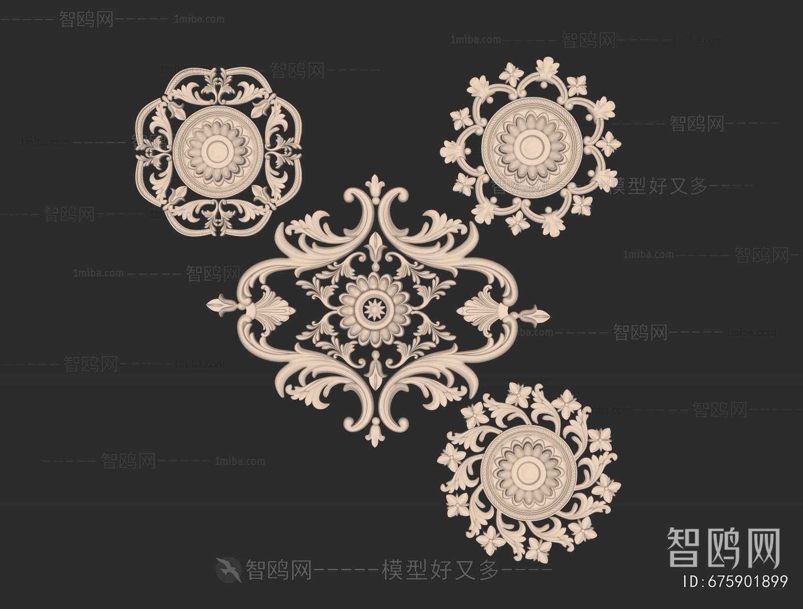 European Style Plaster Carved Top Plate