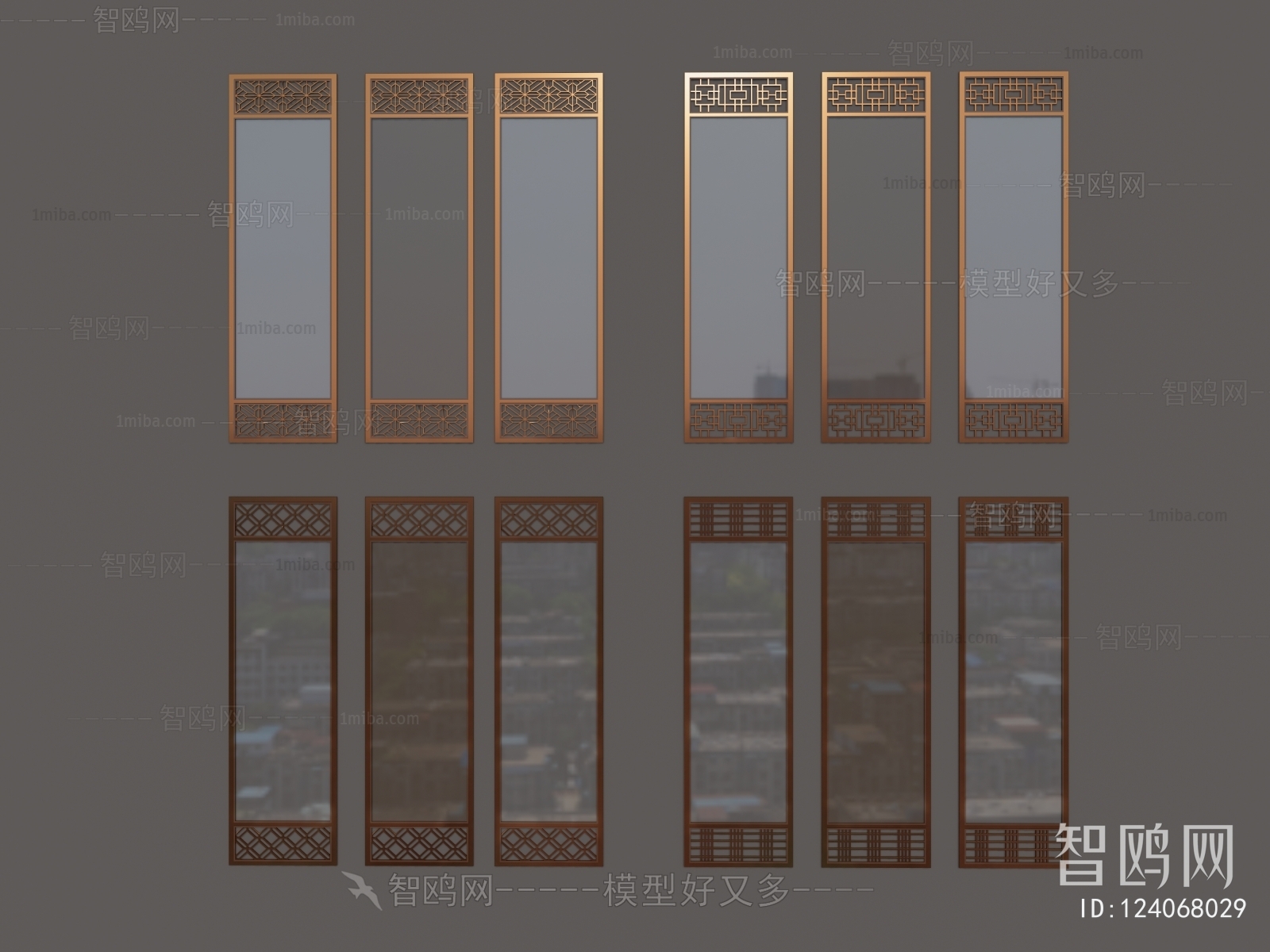 New Chinese Style Glass Screen Partition