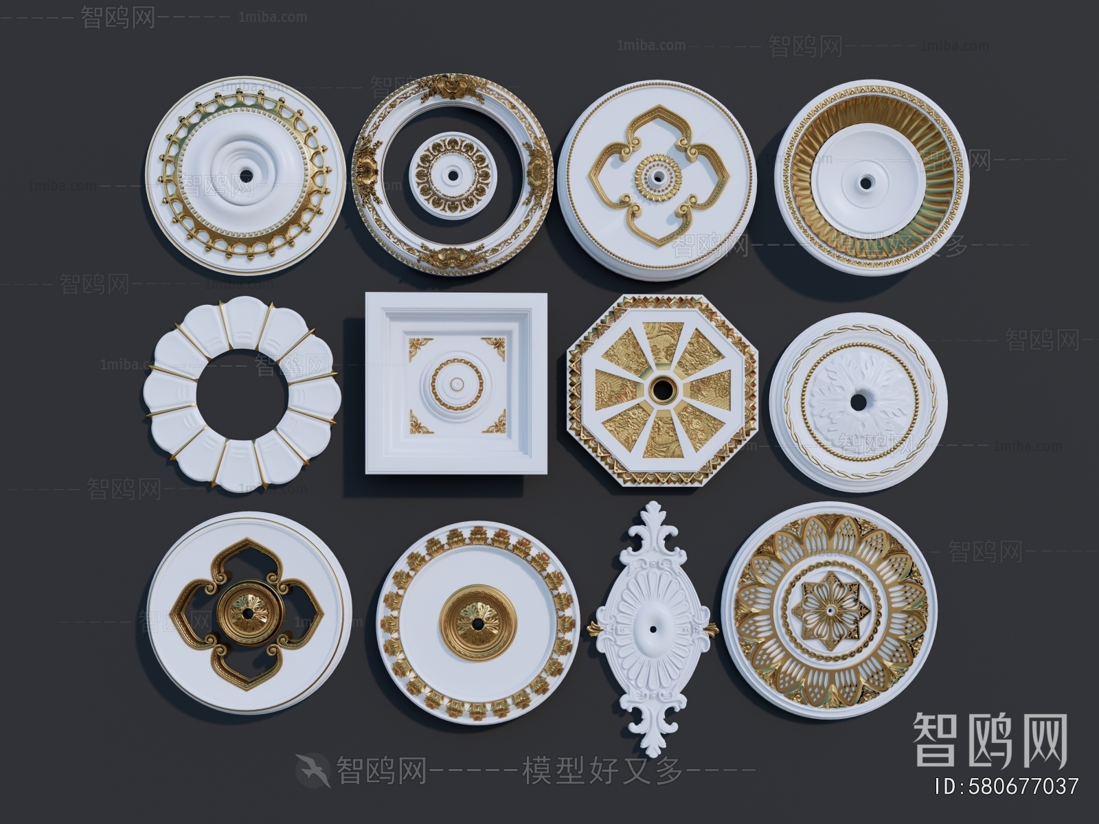 European Style Plaster Carved Top Plate