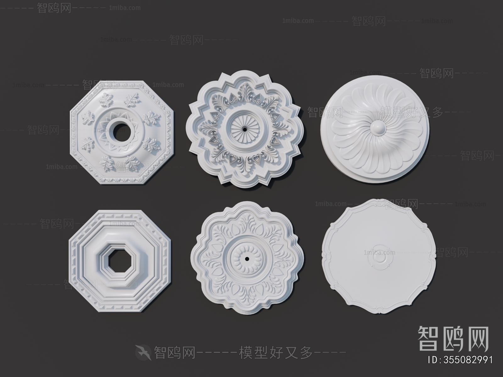 European Style Plaster Carved Top Plate