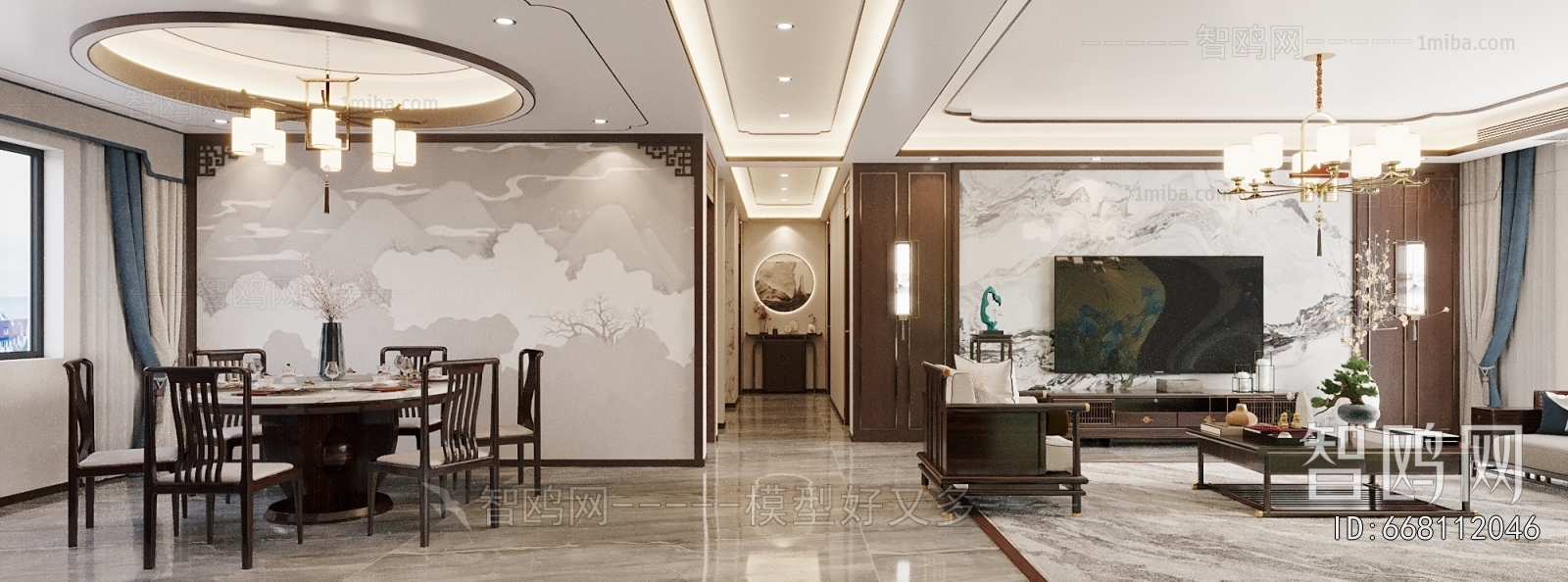 New Chinese Style A Living Room