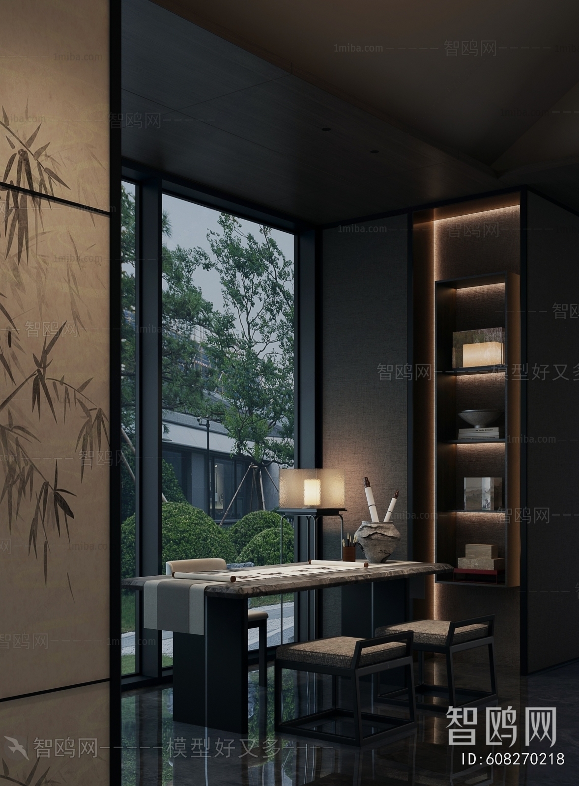 New Chinese Style Computer Desk And Chair