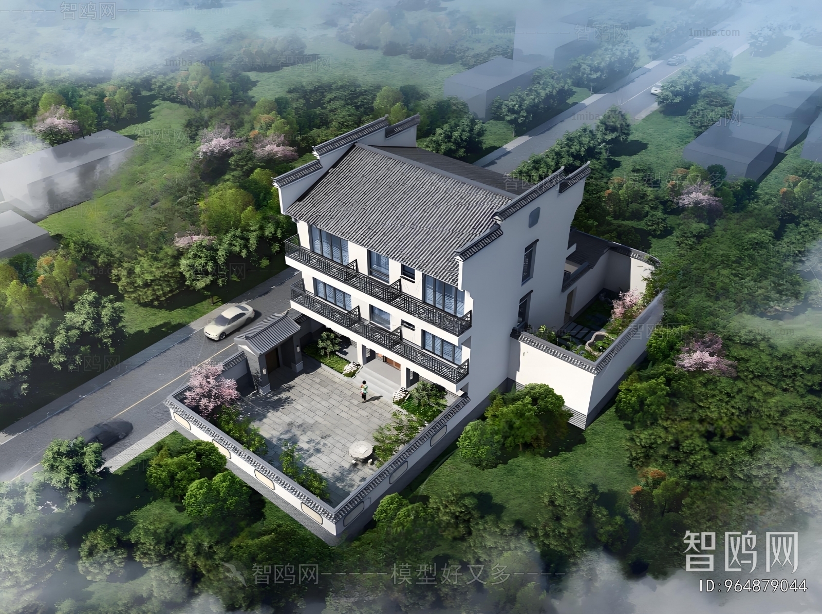 New Chinese Style Architectural Bird's-eye View Planning