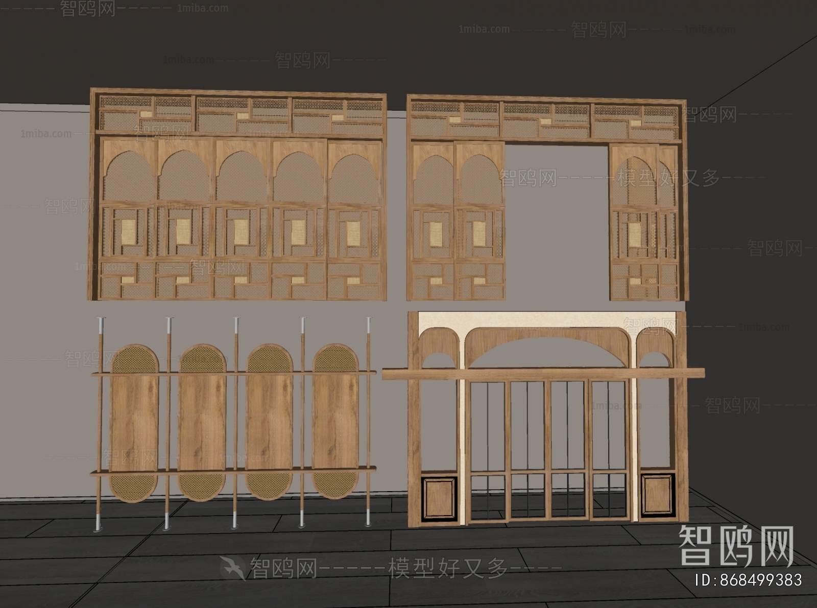 New Chinese Style Wooden Screen Partition