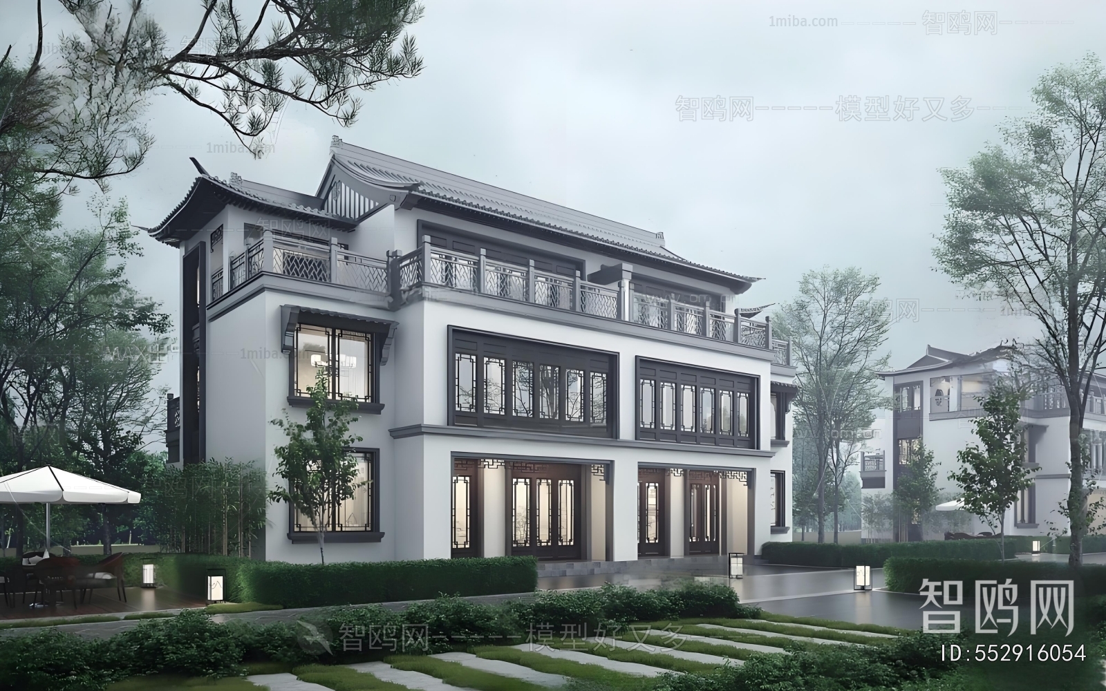 New Chinese Style Double Townhouse
