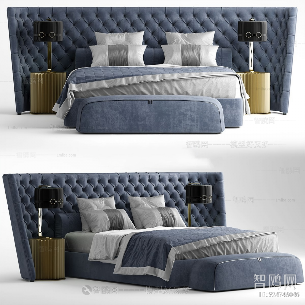 Simple European Style Double Bed