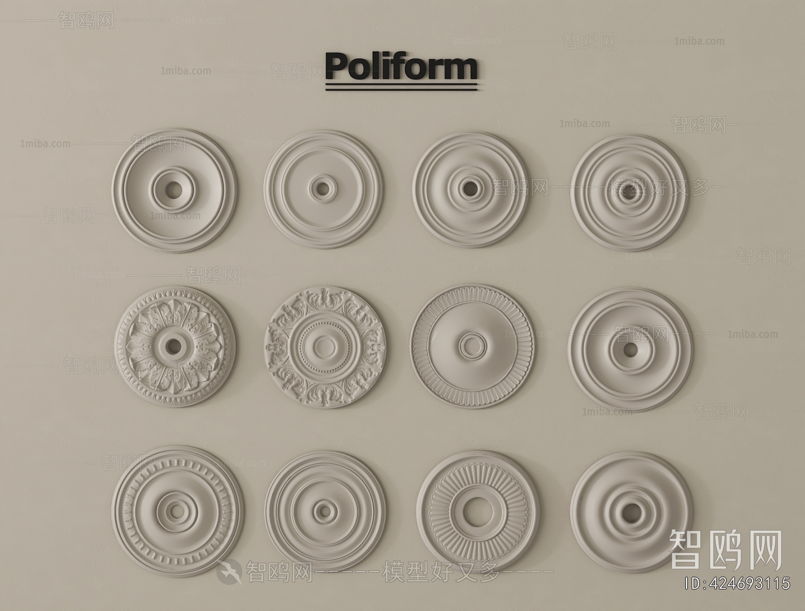 French Style Plaster Carved Top Plate