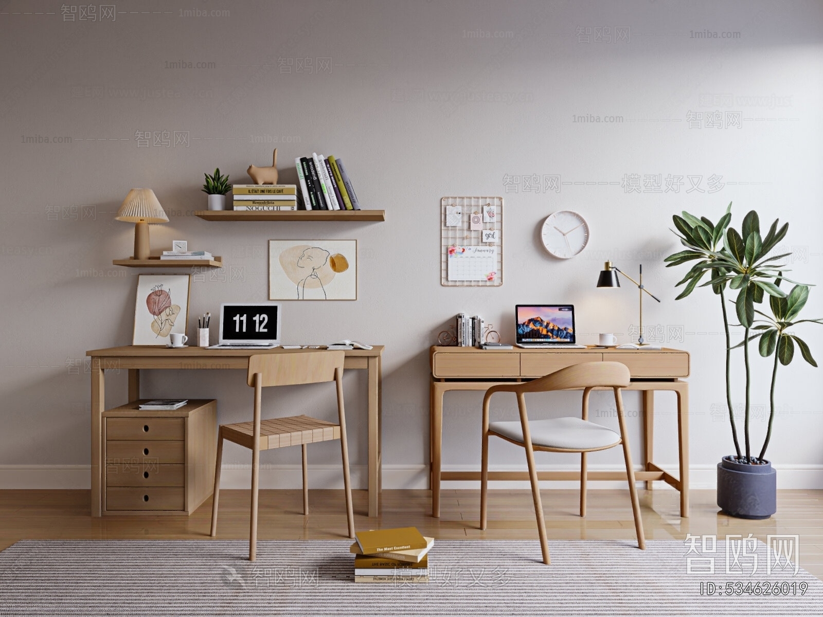Nordic Style Computer Desk And Chair