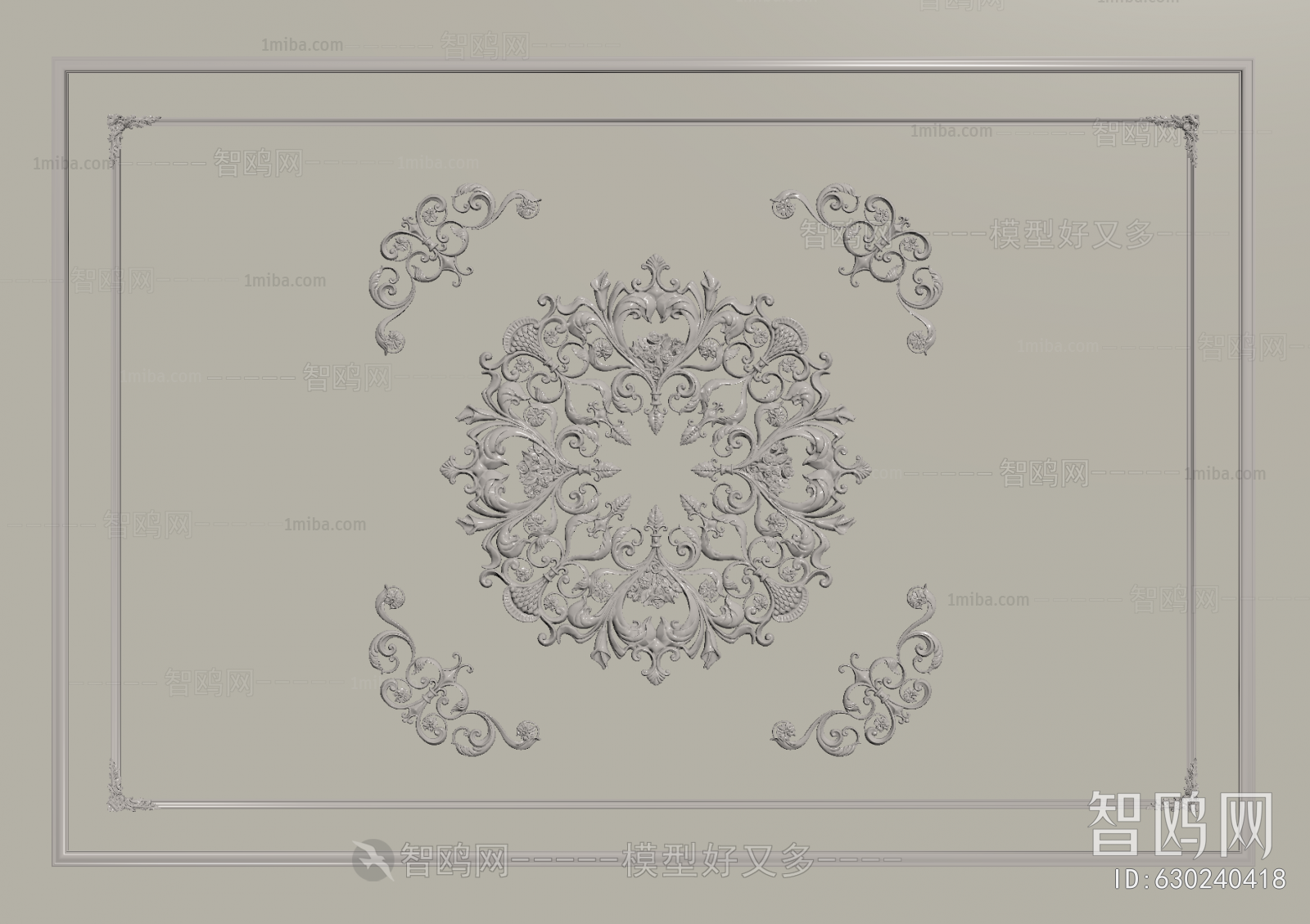 French Style Plaster Carved Top Plate