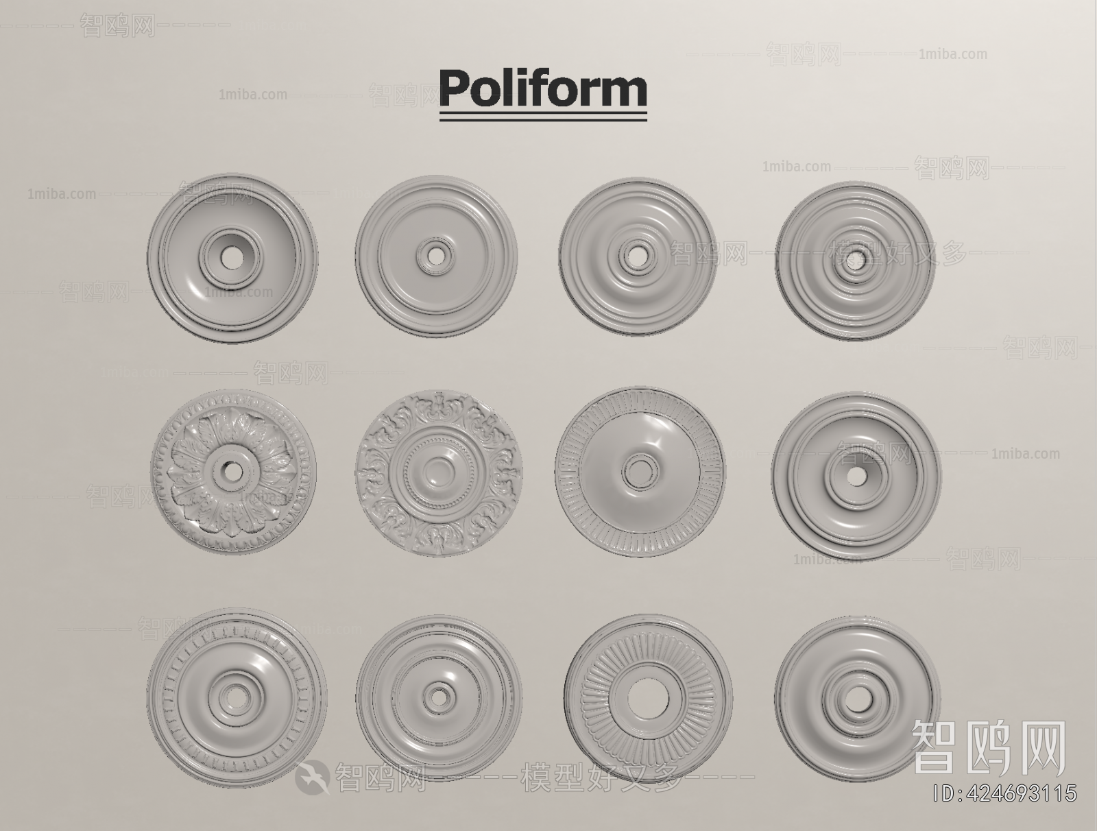 French Style Plaster Carved Top Plate