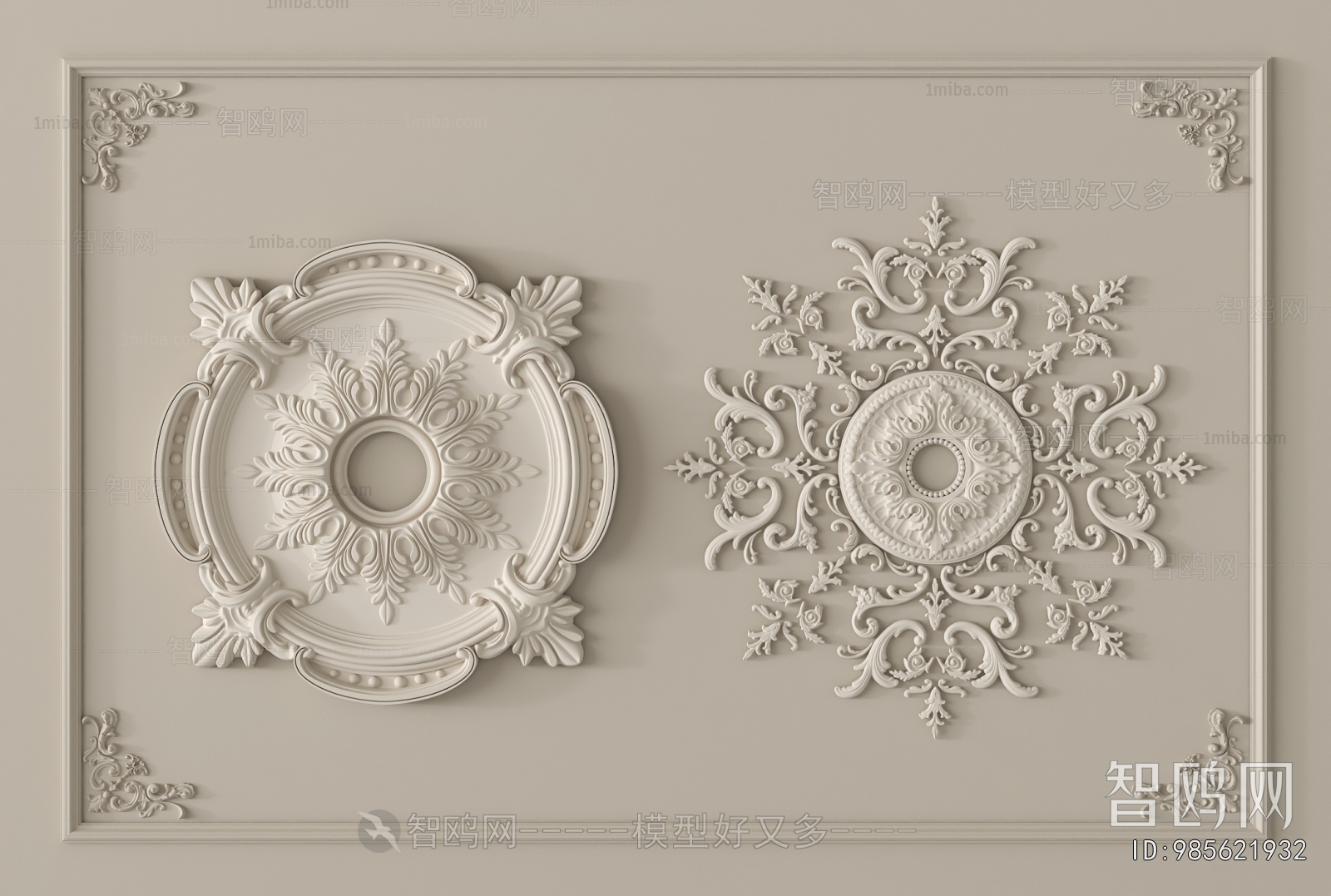 French Style Plaster Carved Top Plate