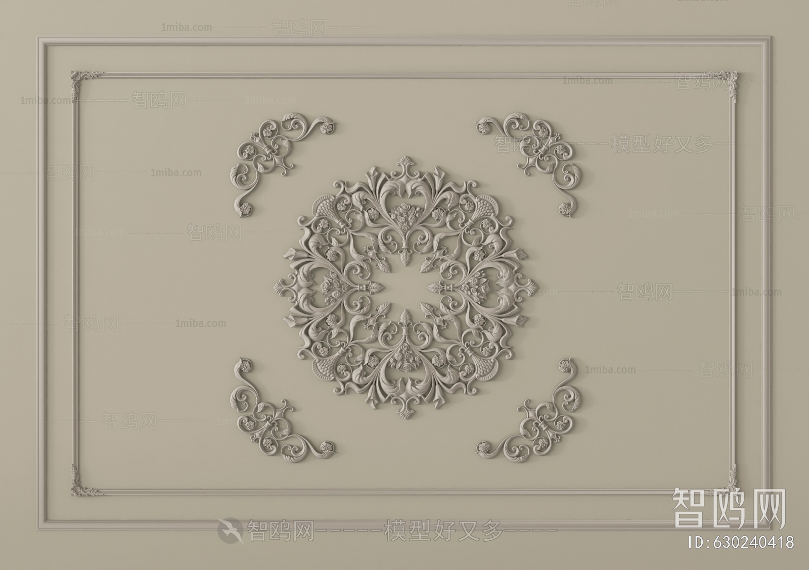 French Style Plaster Carved Top Plate