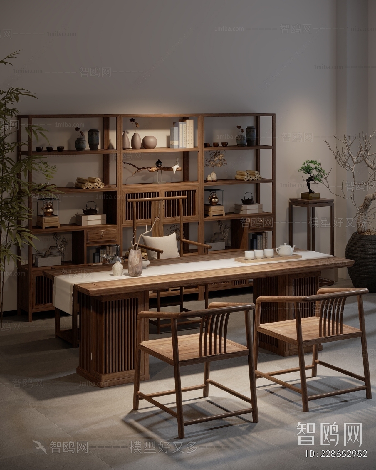 New Chinese Style Computer Desk And Chair