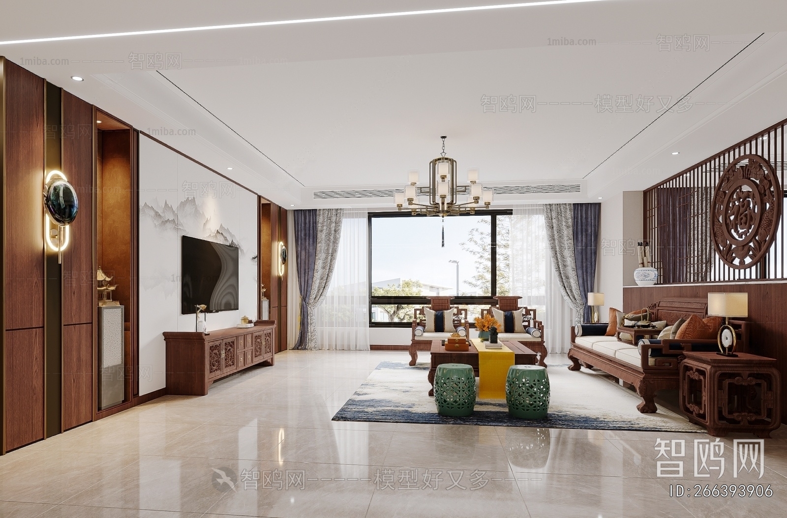 New Chinese Style A Living Room