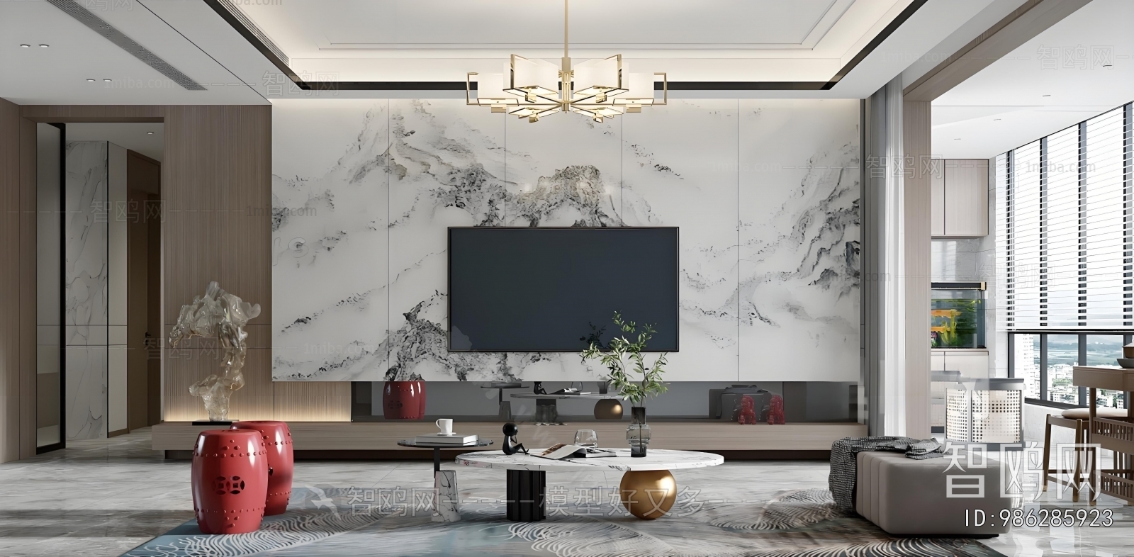 New Chinese Style A Living Room