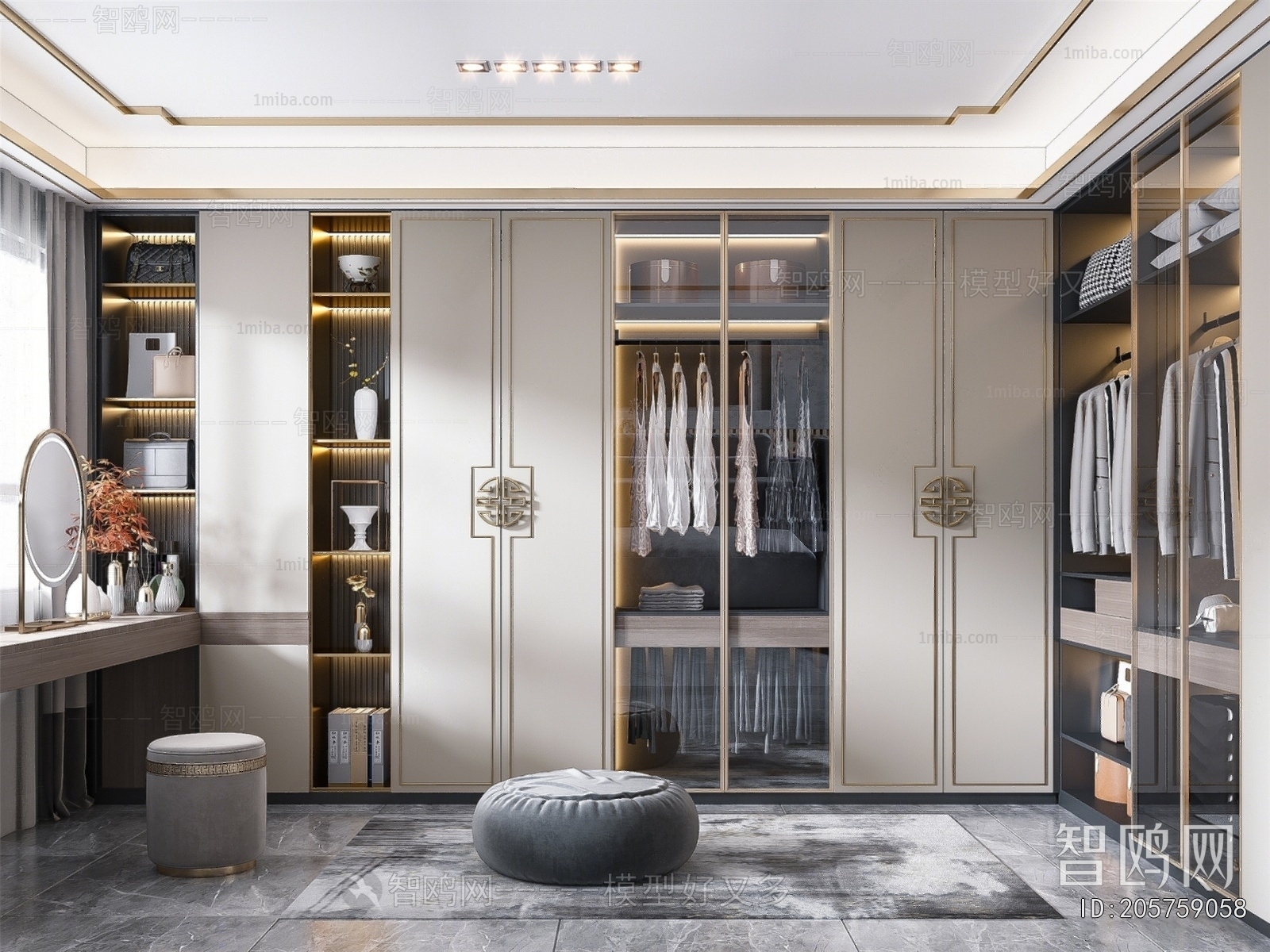 New Chinese Style Clothes Storage Area