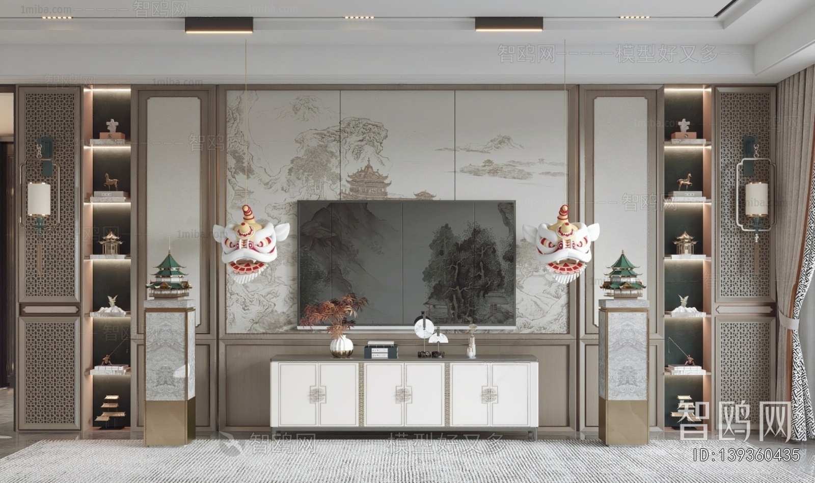 New Chinese Style TV Wall