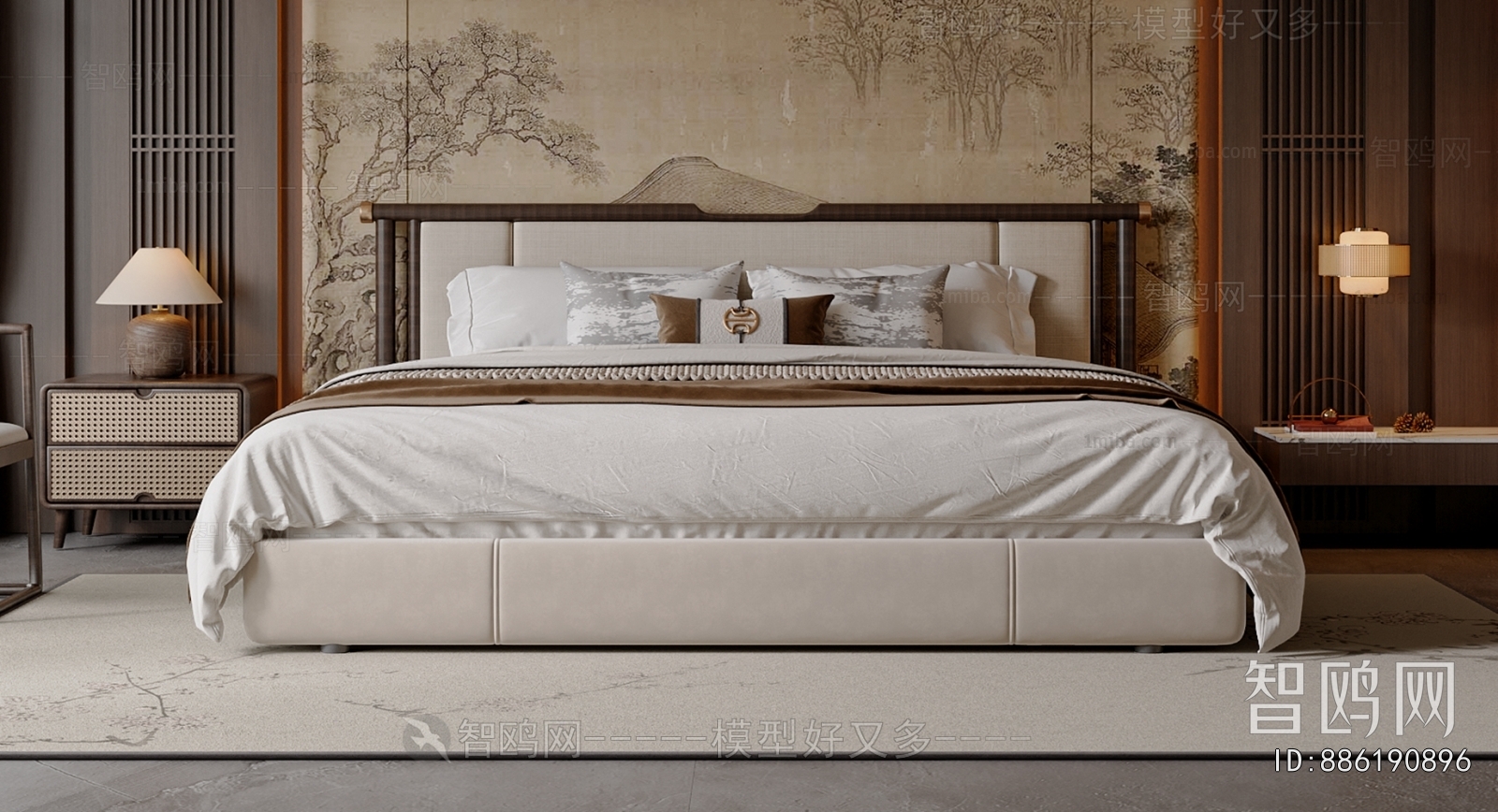 New Chinese Style Double Bed