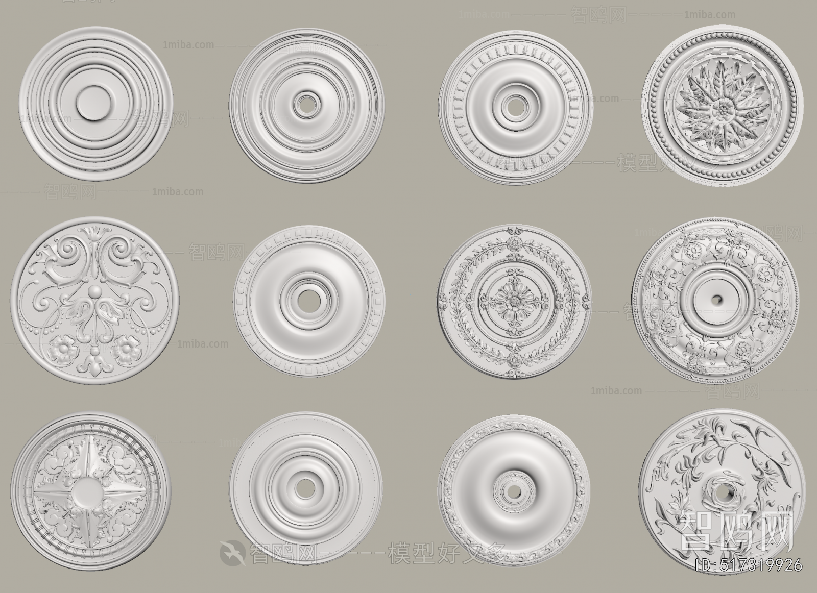 European Style Plaster Carved Top Plate