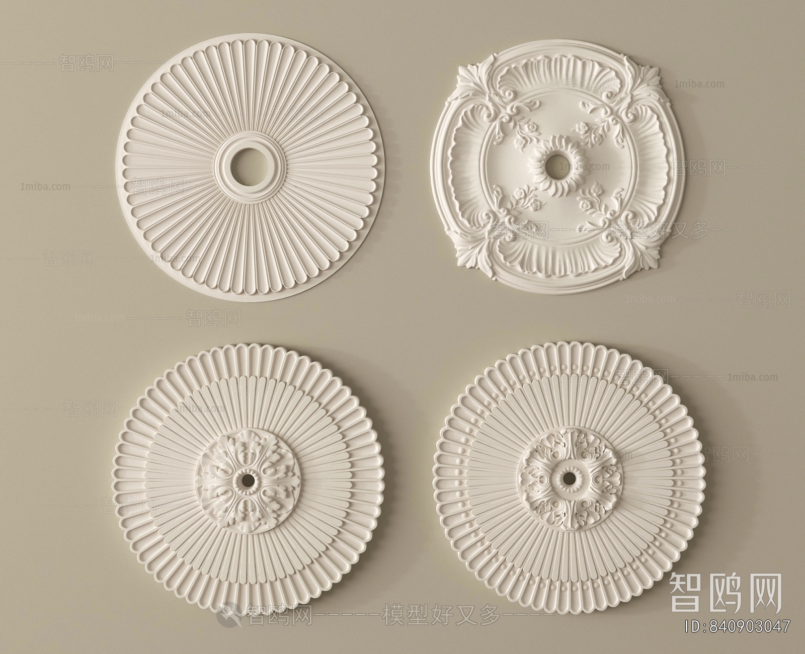 European Style Plaster Carved Top Plate