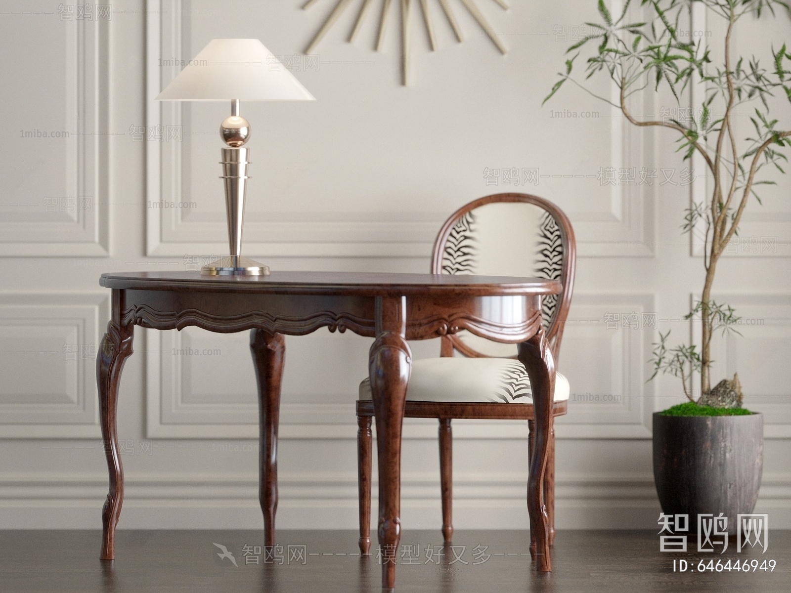 European Style Computer Desk And Chair