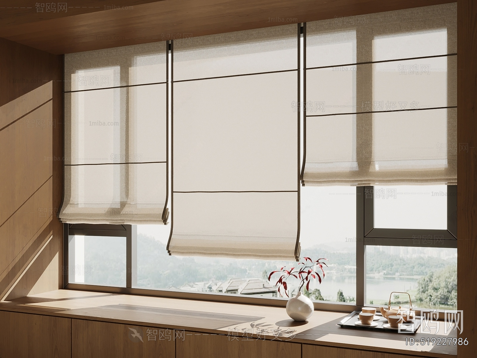 New Chinese Style Roman Curtain