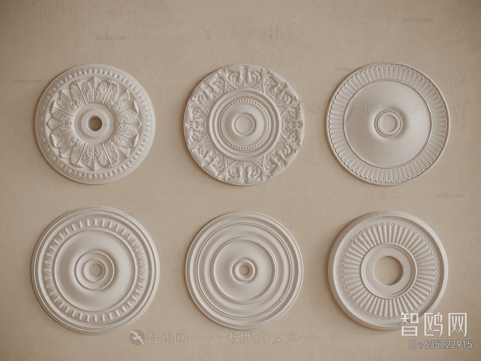 French Style Plaster Carved Top Plate