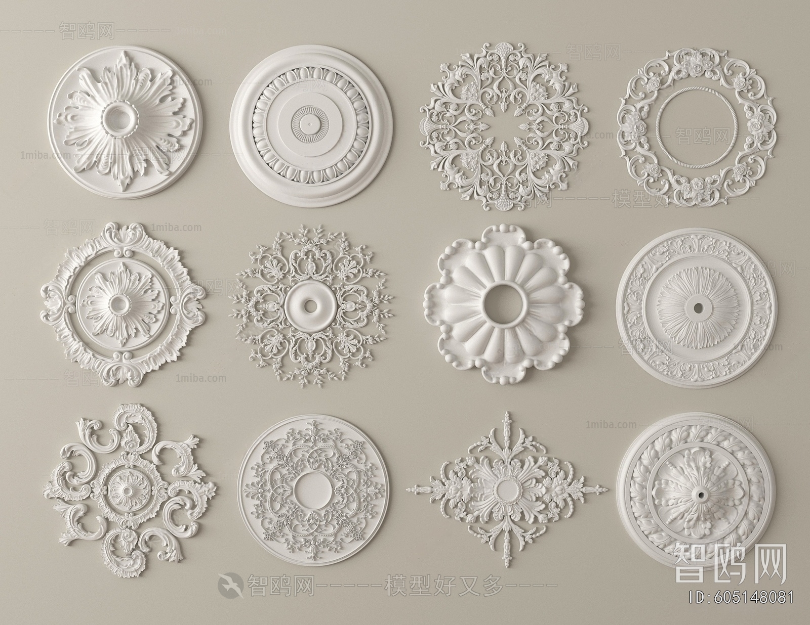 European Style Plaster Carved Top Plate