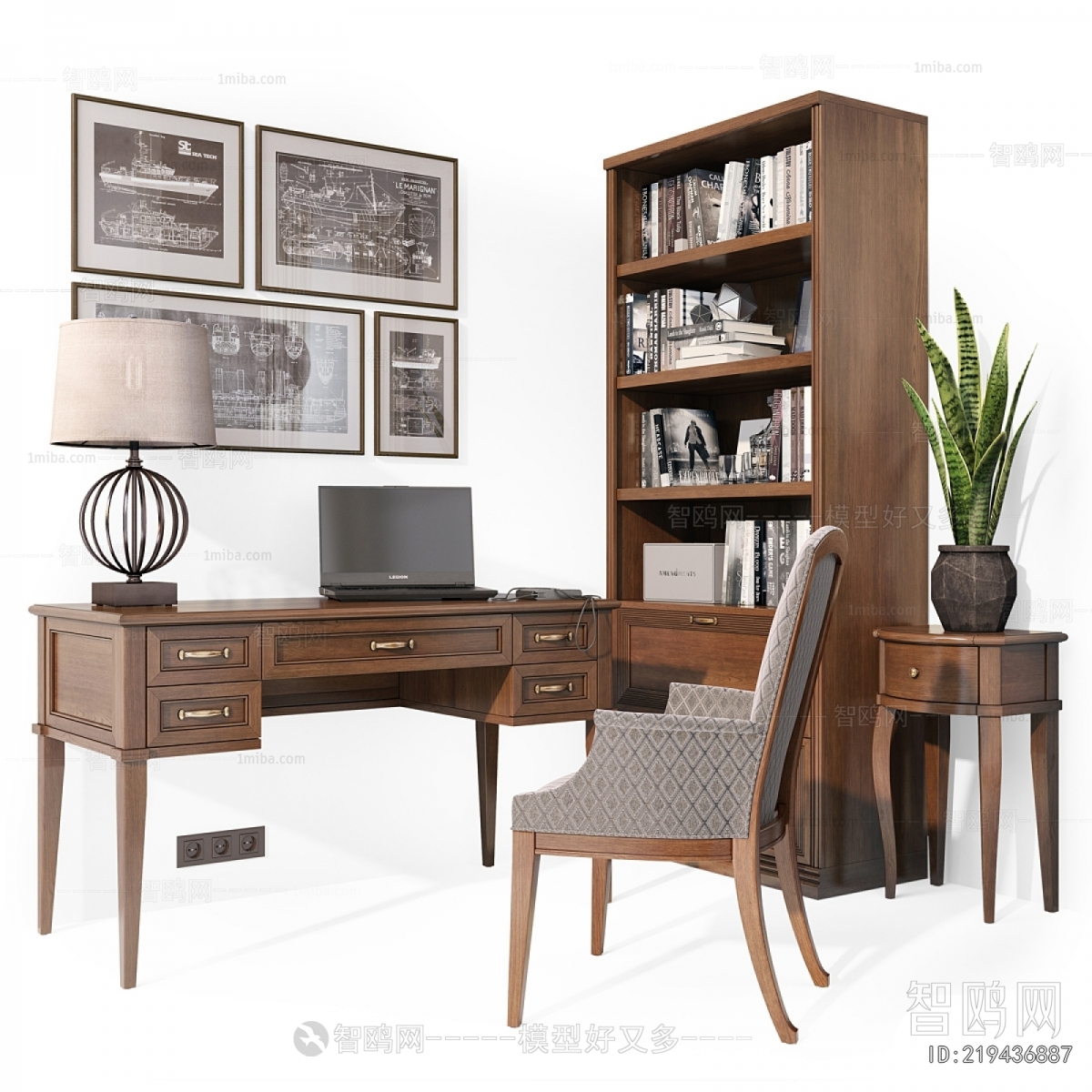 American Style Computer Desk And Chair