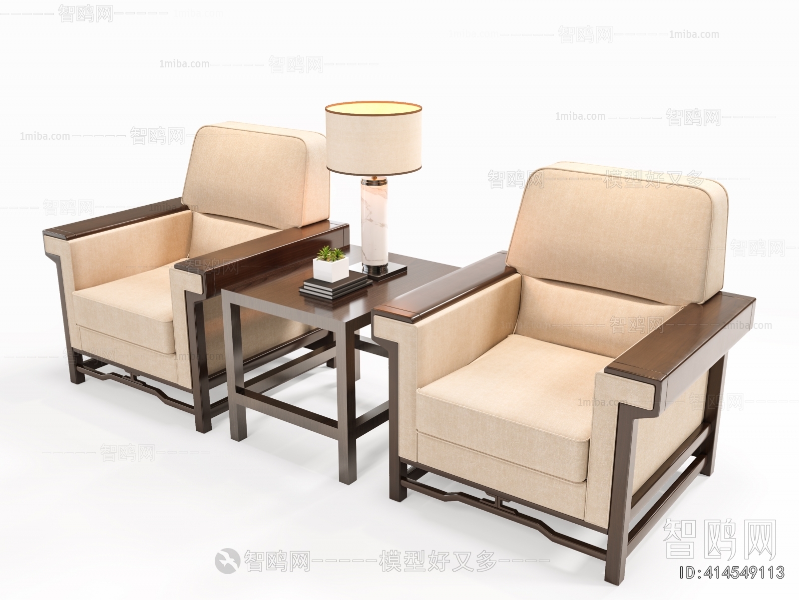 New Chinese Style Single Sofa