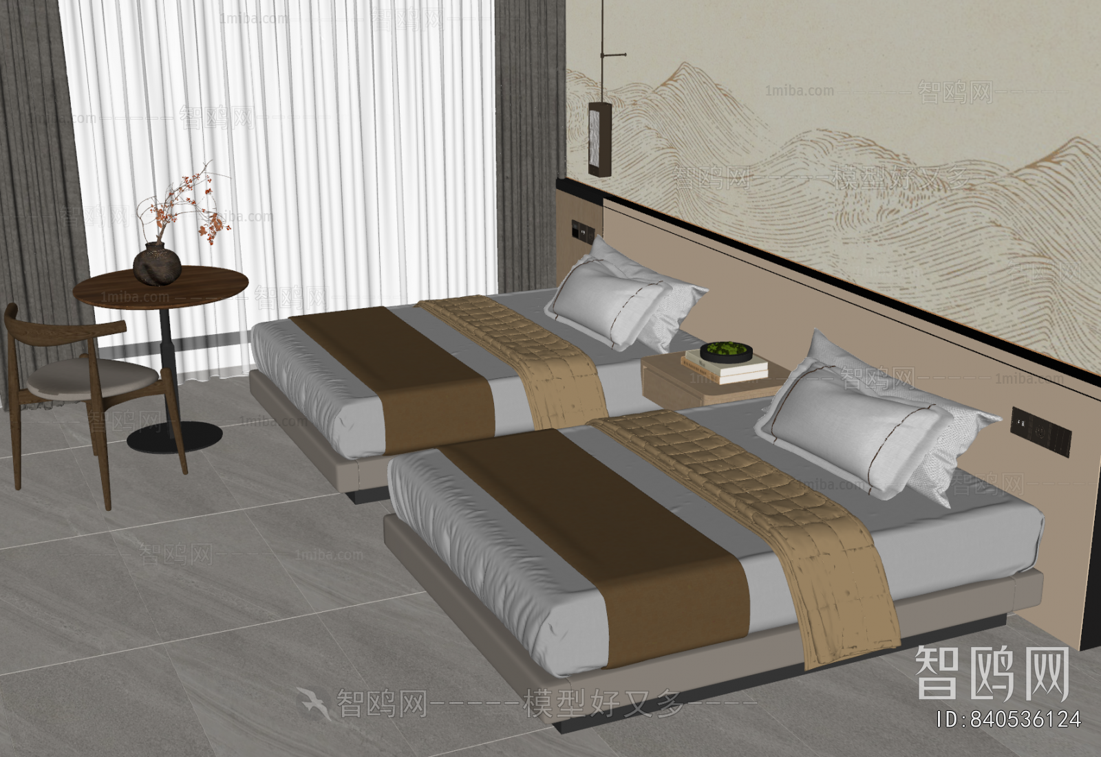 New Chinese Style Single Bed