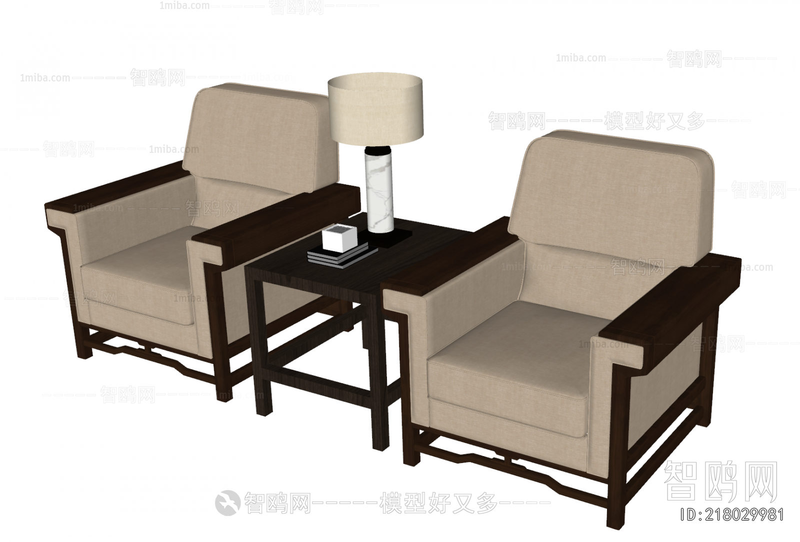 New Chinese Style Single Sofa