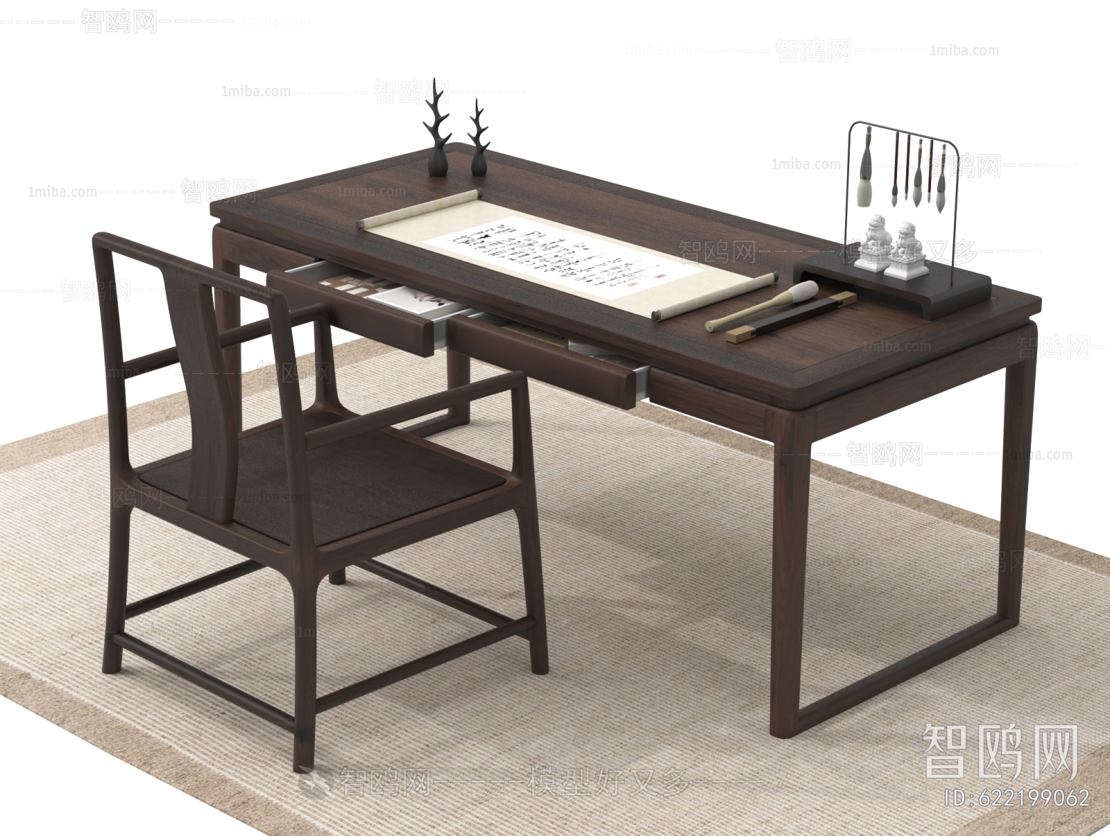 New Chinese Style Computer Desk And Chair