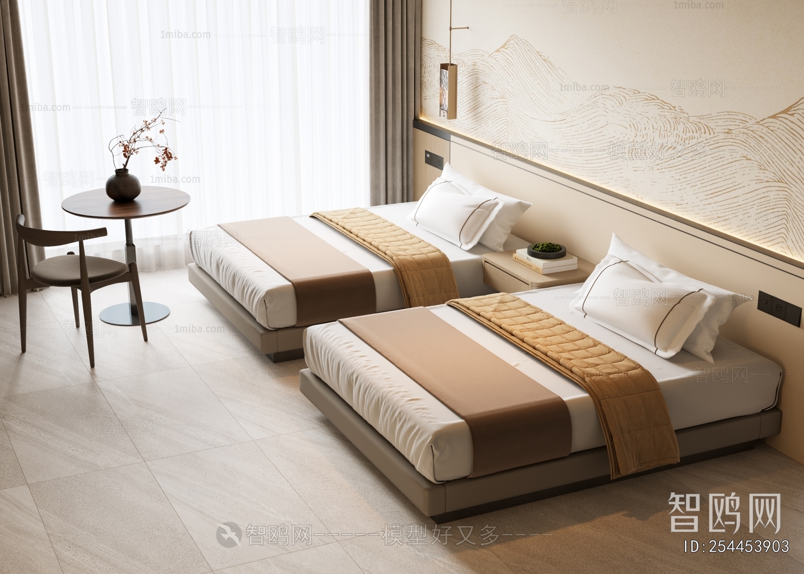 New Chinese Style Single Bed