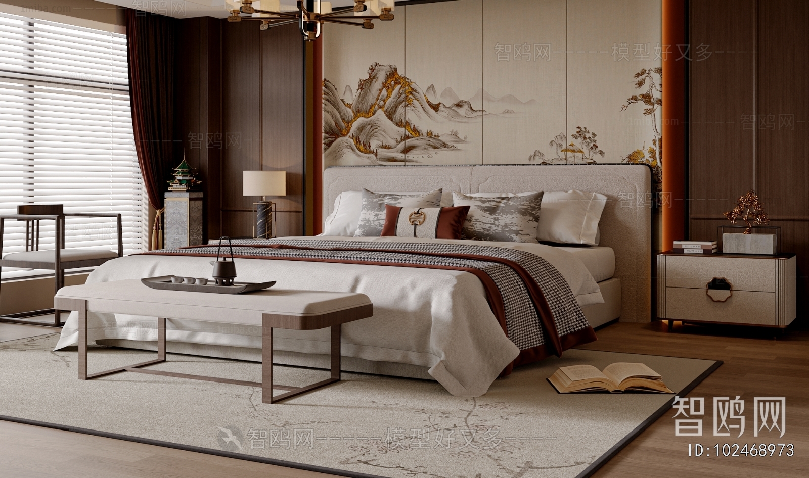 New Chinese Style Double Bed