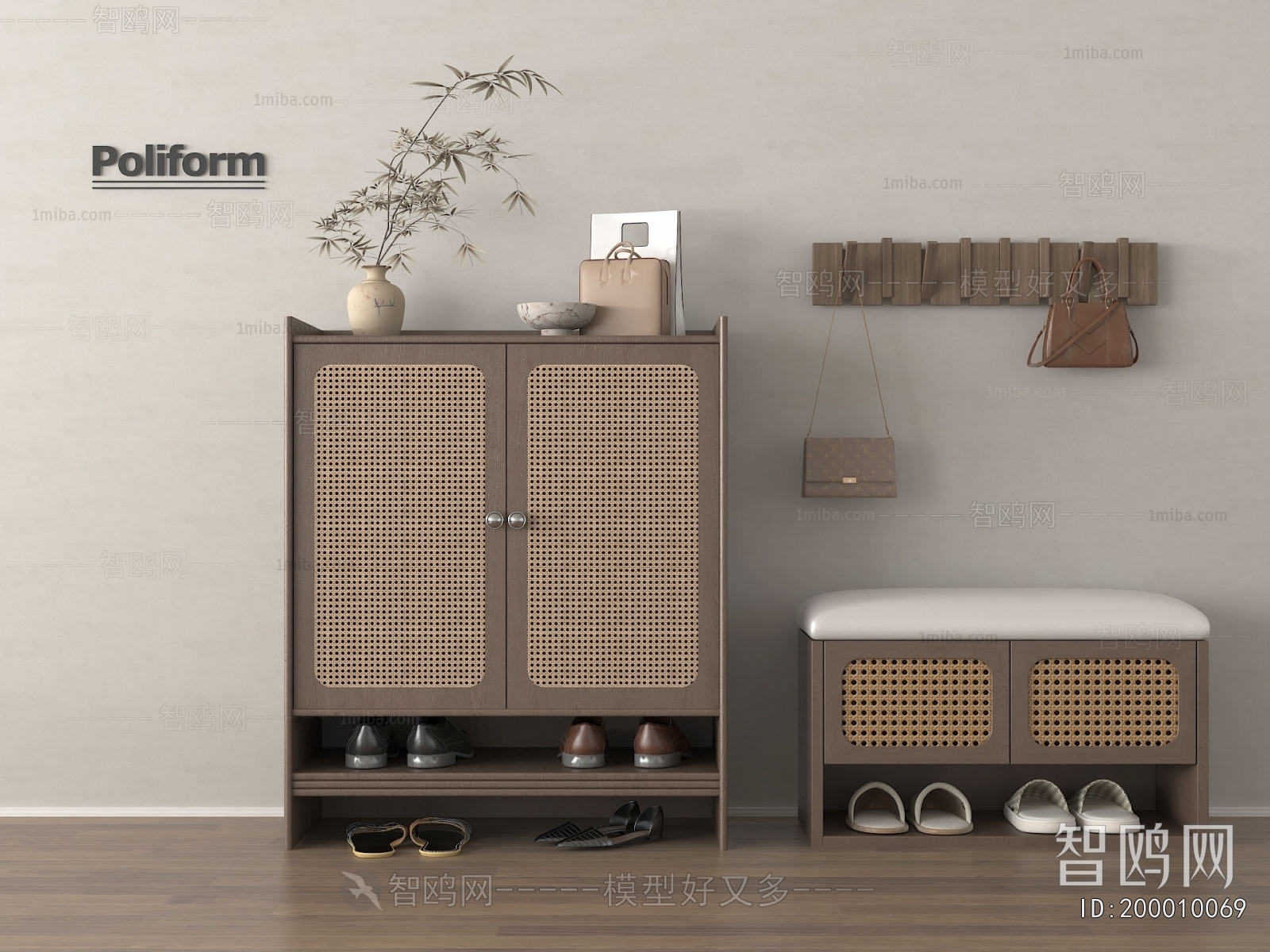 Wabi-sabi Style Shoe Cabinet