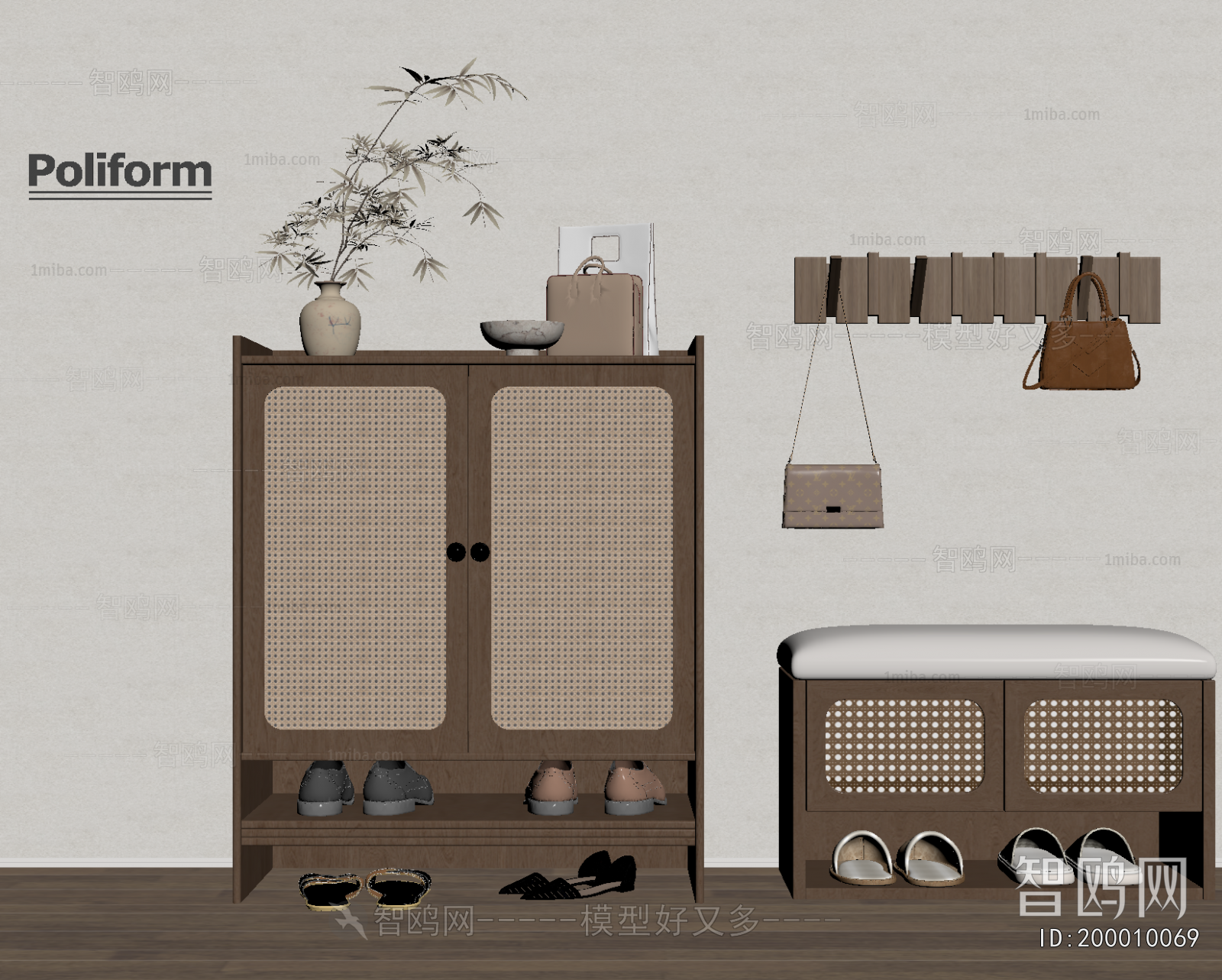 Wabi-sabi Style Shoe Cabinet