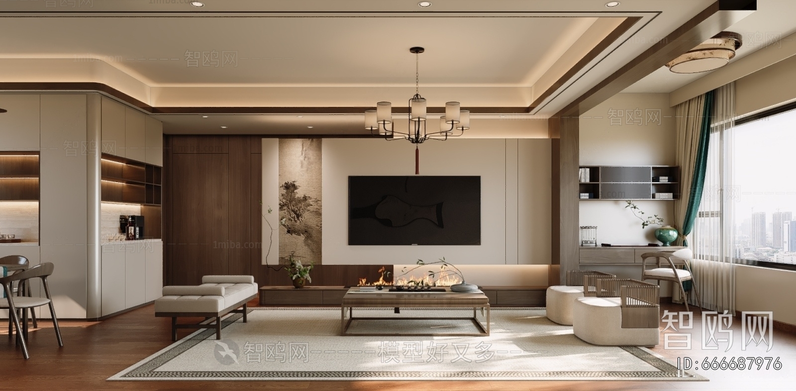 New Chinese Style A Living Room