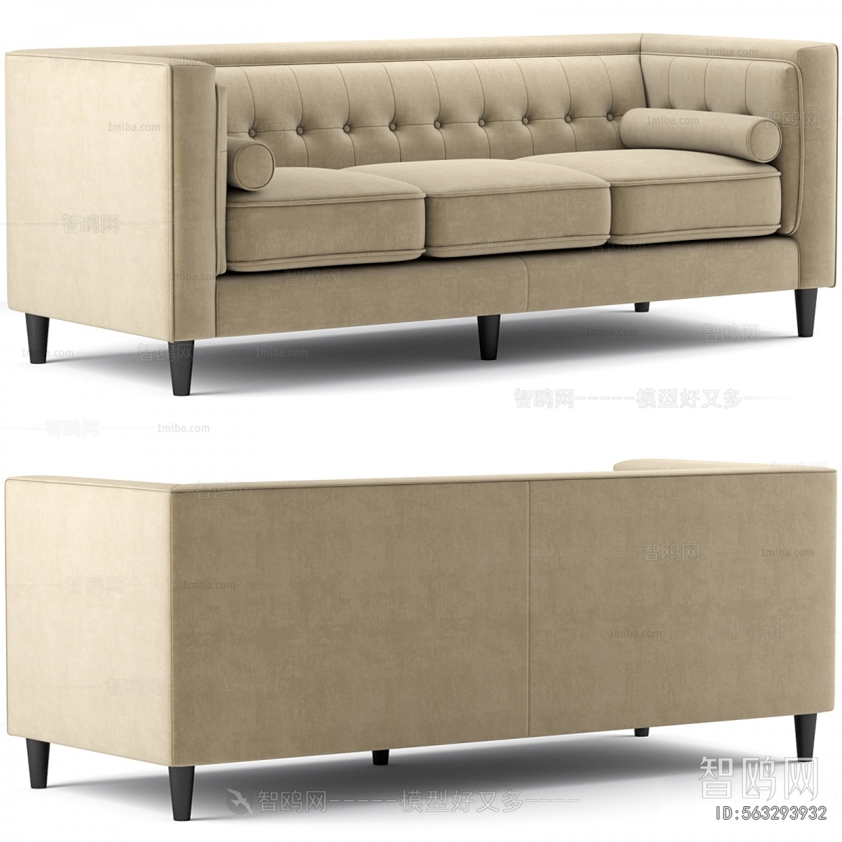 Simple European Style Three-seat Sofa