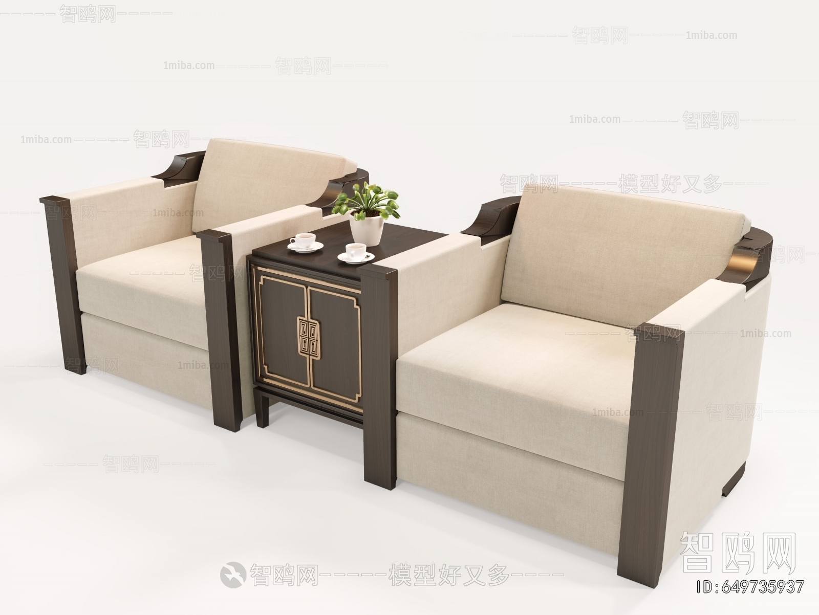 New Chinese Style Single Sofa