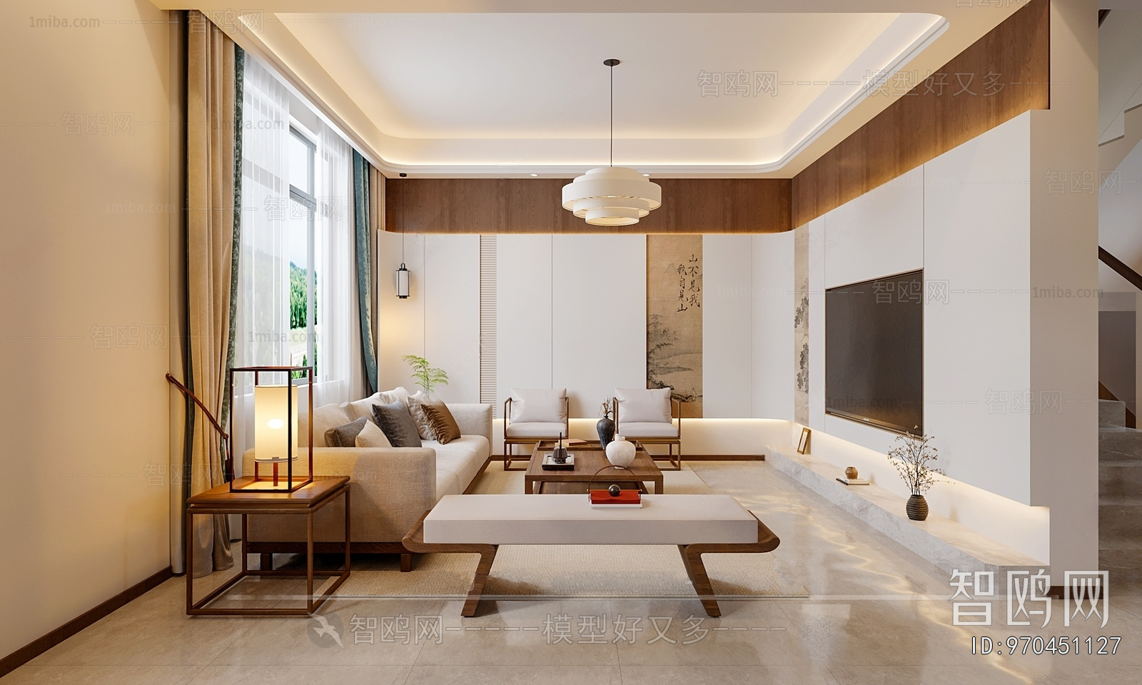 New Chinese Style A Living Room