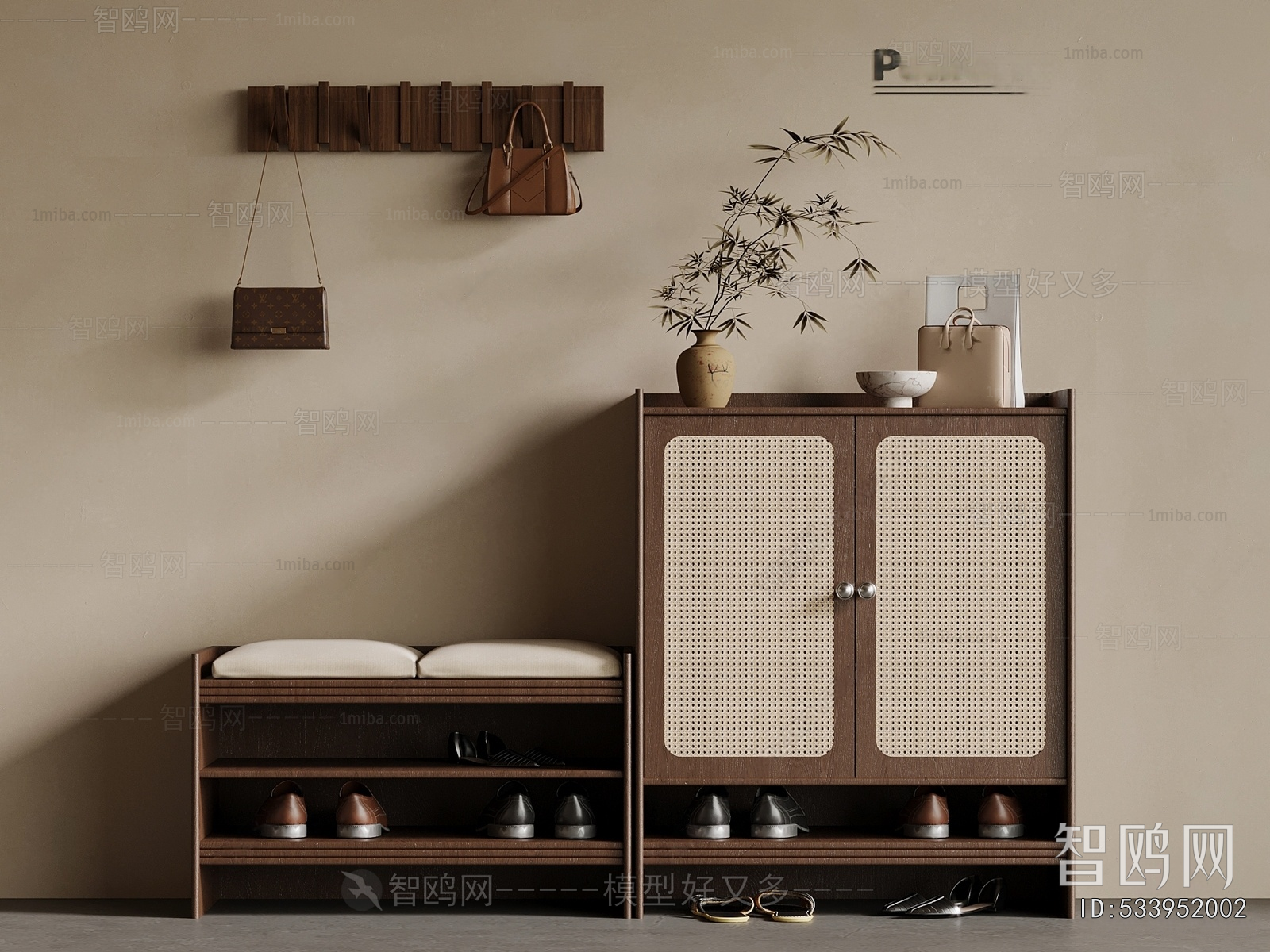 Wabi-sabi Style Shoe Cabinet