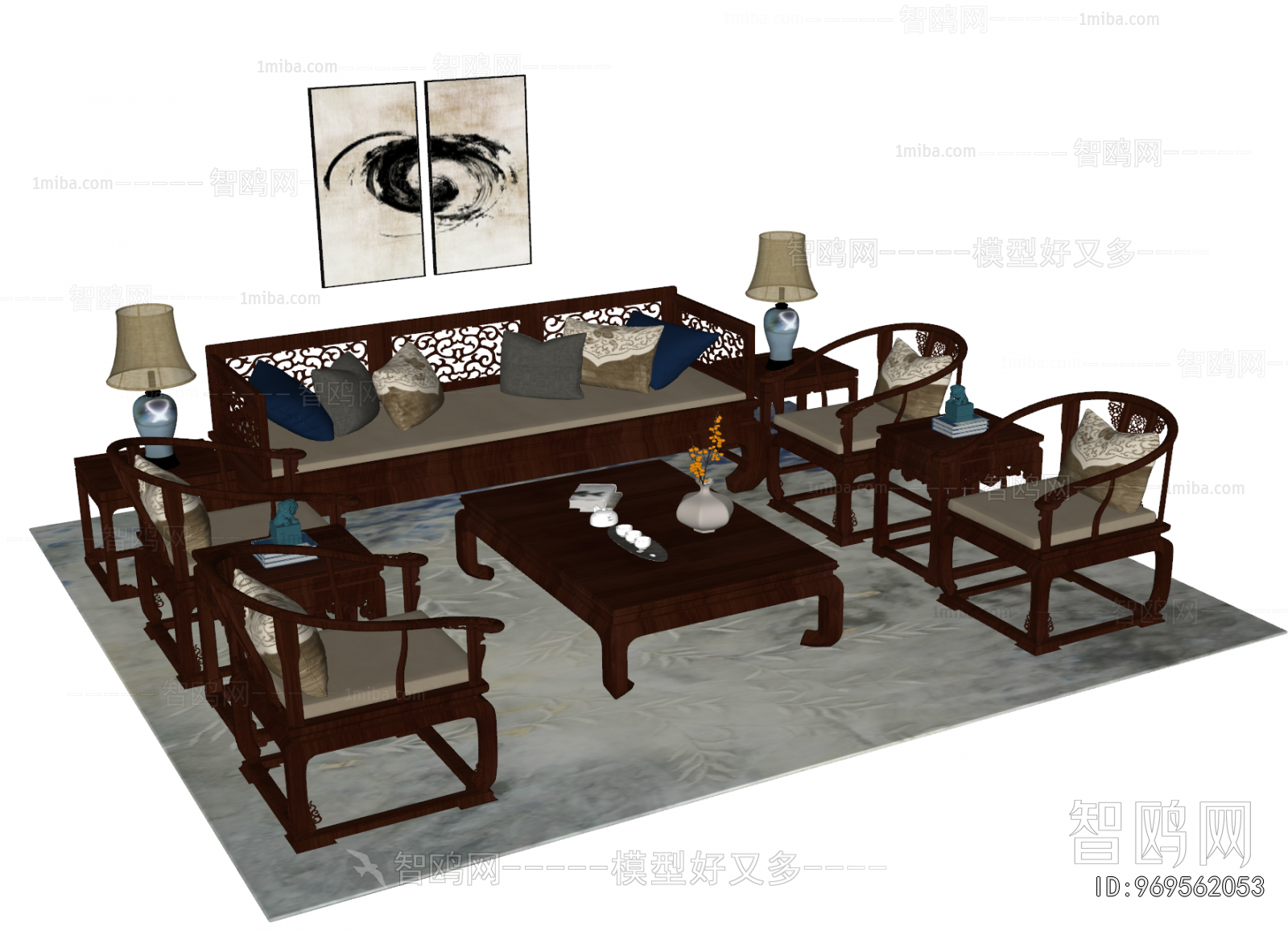 New Chinese Style Sofa Combination